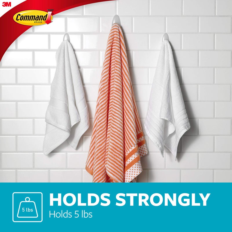 Command Bath Large Towel Hook Value Pack, Clear Frosted, 3-Large Hooks, 3-Water-Resistant Strips, Organize Damage-Free - Image 3