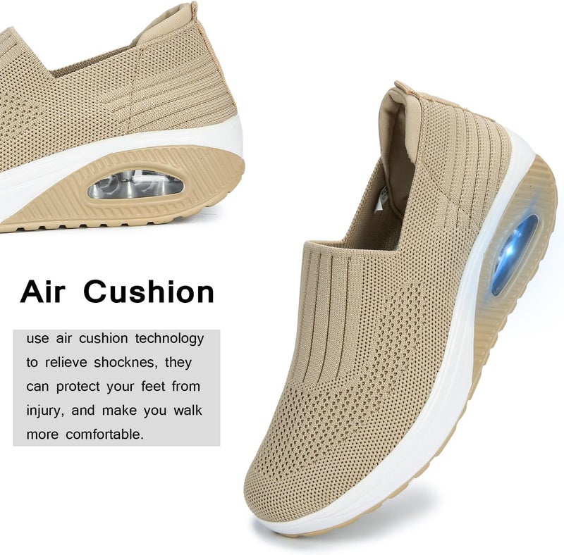 Women Mary Jane Sneakers Platform Sneakers Air Cushion Slip-on Walking Shoes Orthopedic Diabetic Walking Wedge Sneaker Ladies Toning Rocker Shoes - Image 2