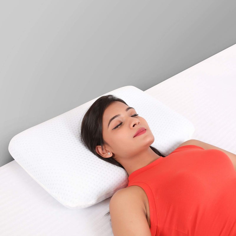 Metron Neck Pillow for Sleeping | Orthopedic Cervical Support Bed Pillow for Neck Pain Spondylitis Relief | for Side Back Sleepers | Thick n Soft Gel Memory Foam | Washable Pillow Cover | Pack of 1 - Image 2