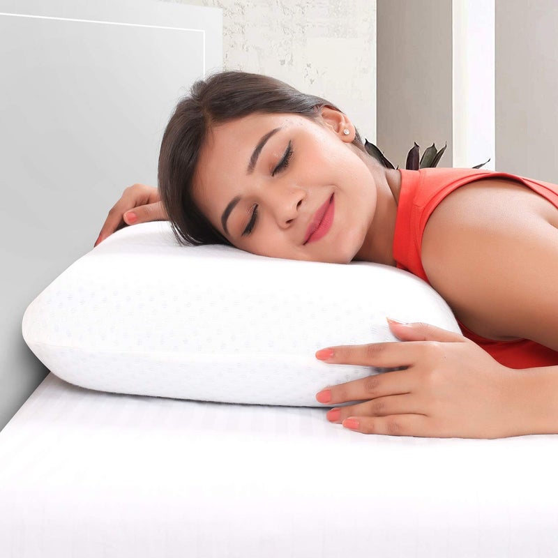 Metron Neck Pillow for Sleeping | Orthopedic Cervical Support Bed Pillow for Neck Pain Spondylitis Relief | for Side Back Sleepers | Thick n Soft Gel Memory Foam | Washable Pillow Cover | Pack of 1 - Image 4