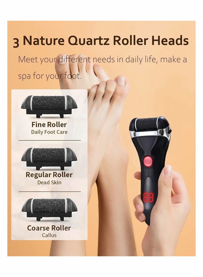 Electric Foot File USB Rechargeable Waterproof Callus Remover with 3 Rollers and 10 in 1 Foot Care Set for Dry Cracked Heels - Image 2