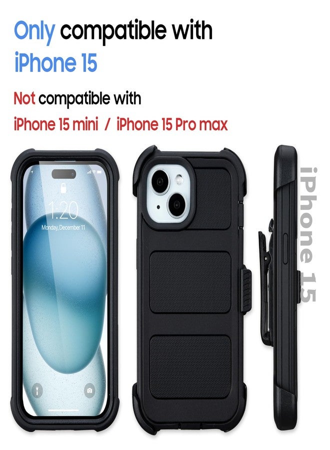 Saiboro Compatible with Defender iPhone 15 Case with Clip,Holster with Kickstand,for Heavy Duty iPhone 15 Phone Case Rugged 2 Layers of Sturdy,Anti-Drop for Phone Case iPhone 15 Case Protective(Black) - Image 3