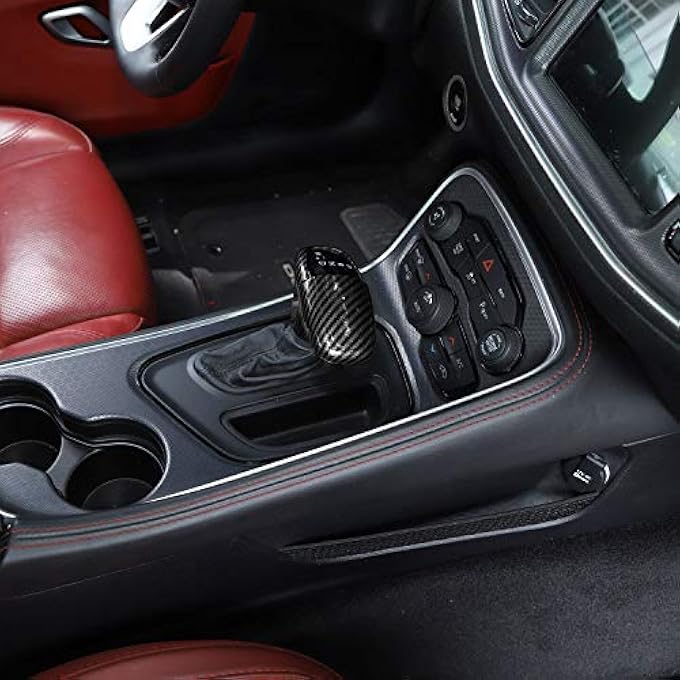 Unity Voodonala for Challenger Charger ABS Carbon Fiber Gear Shift Shifter Knobs Cover Trim for 20152025 Dodge Challenger Charger 20182025 Durango Interior Accessories 3pcs - Image 4