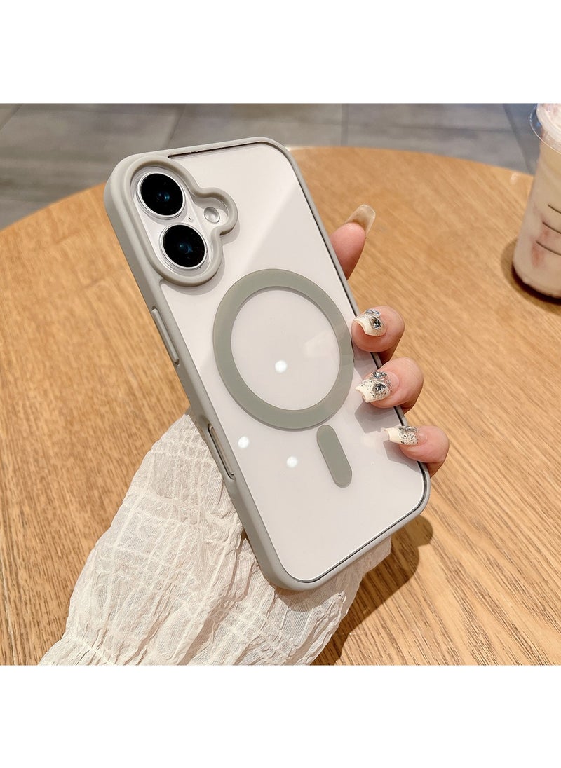 X-level for iPhone 16 Case, Magnetic Phone Cover [Compatible with MagSafe] Soft TPU Bumper Hard Translucent  Back Slim Fit Shockproof Protective Case Cover for Men Women Girls - Grey white  - Image 1