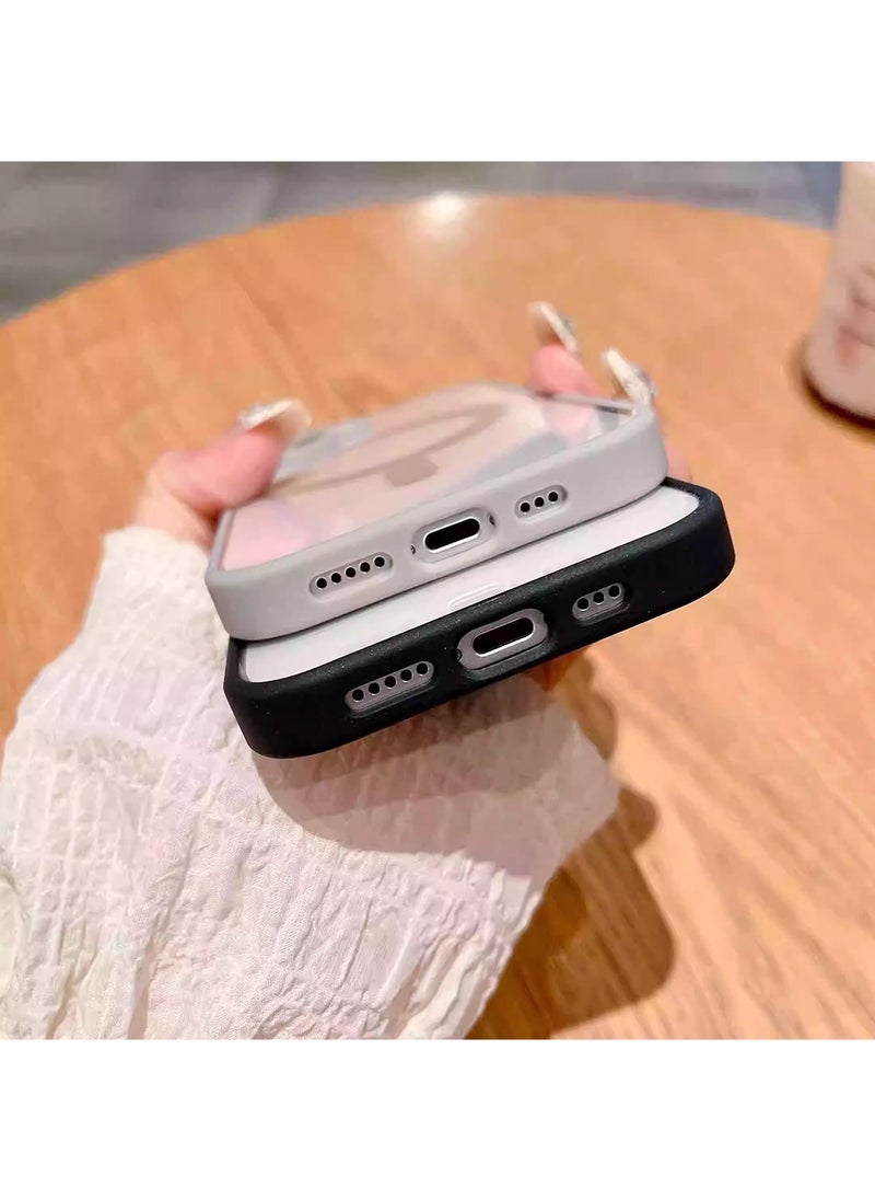 X-level for iPhone 16 Case, Magnetic Phone Cover [Compatible with MagSafe] Soft TPU Bumper Hard Translucent  Back Slim Fit Shockproof Protective Case Cover for Men Women Girls - Grey white  - Image 4