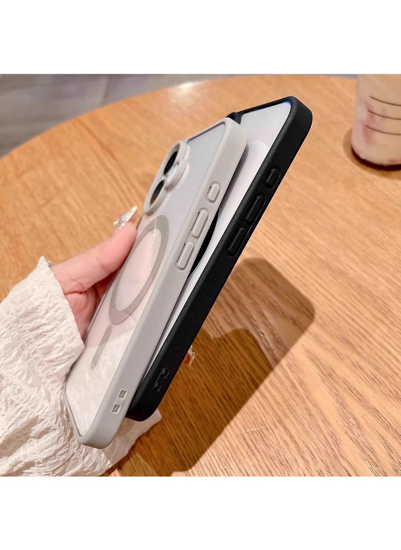 X-level for iPhone 16 Case, Magnetic Phone Cover [Compatible with MagSafe] Soft TPU Bumper Hard Translucent  Back Slim Fit Shockproof Protective Case Cover for Men Women Girls - Grey white  - Image 5