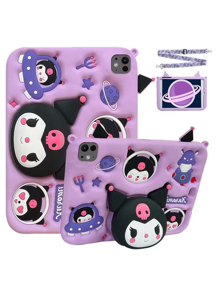 VKL Kids Case Compatible with iPad Air 11 Inch 2024, iPad Air 5/4 (2022/2020 5th/4th Generation 10.9-Inch), Shockproof Protective Cover with Stand, Shoulder Strap, Purple