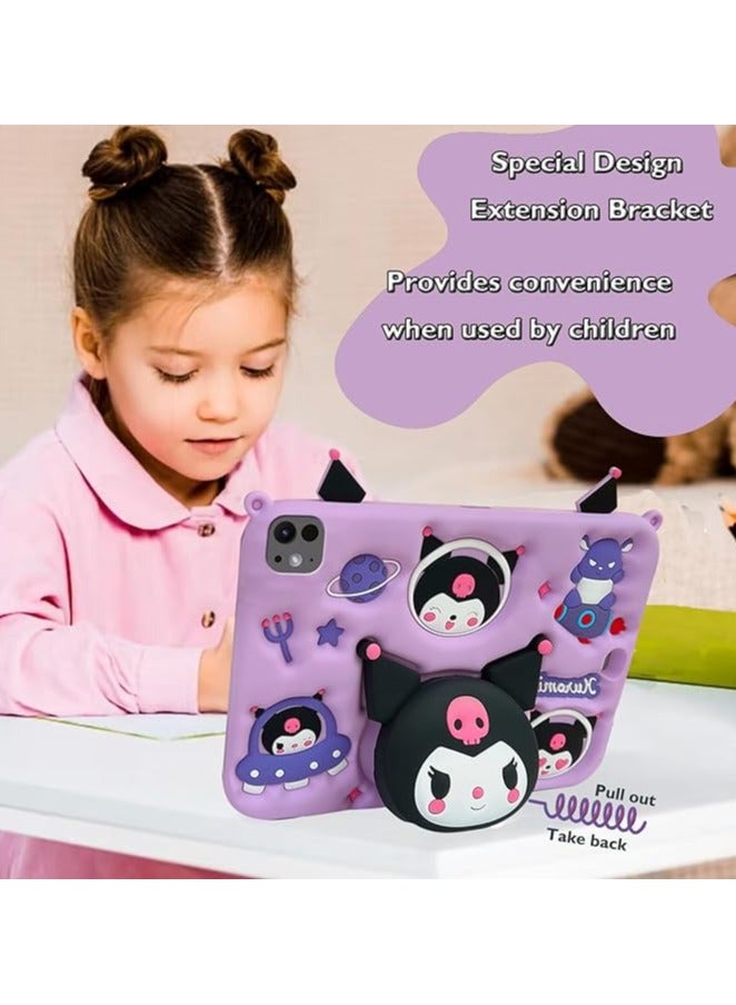 VKL Kids Case Compatible with iPad Air 11 Inch 2024, iPad Air 5/4 (2022/2020 5th/4th Generation 10.9-Inch), Shockproof Protective Cover with Stand, Shoulder Strap, Purple - Image 4