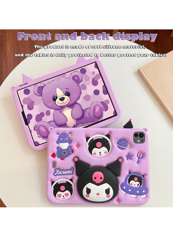 VKL Kids Case Compatible with iPad Air 11 Inch 2024, iPad Air 5/4 (2022/2020 5th/4th Generation 10.9-Inch), Shockproof Protective Cover with Stand, Shoulder Strap, Purple - Image 5