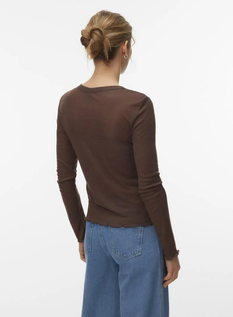 Vero Moda Choco Martni Long Sleeve Fitted Top for Women | Best Price UAE