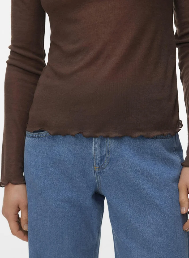 Vero Moda Choco Martni Long Sleeve Fitted Top for Women | Best Price UAE