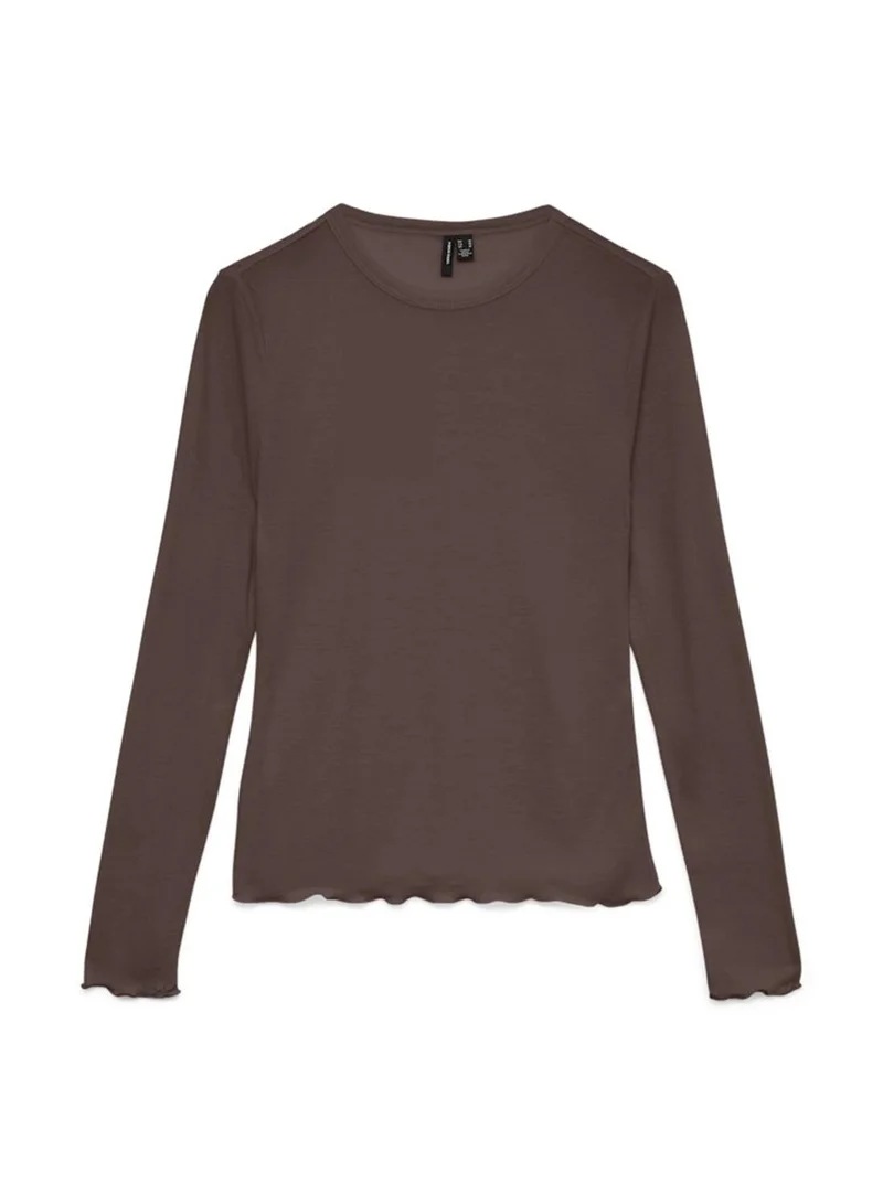 Vero Moda Choco Martni Long Sleeve Fitted Top for Women | Best Price UAE
