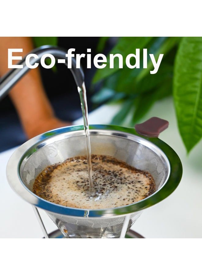 Techshare Pour Over Coffee Dripper, Coffee Filters with 800 Mesh Steel Mesh Optimize Extraction For Rich Coffee Flavor, Stainless Steel Filter, Paperless Pour-over Coffee Maker - Image 3