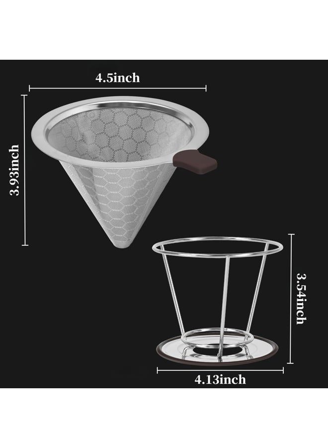 Techshare Pour Over Coffee Dripper, Coffee Filters with 800 Mesh Steel Mesh Optimize Extraction For Rich Coffee Flavor, Stainless Steel Filter, Paperless Pour-over Coffee Maker - Image 5