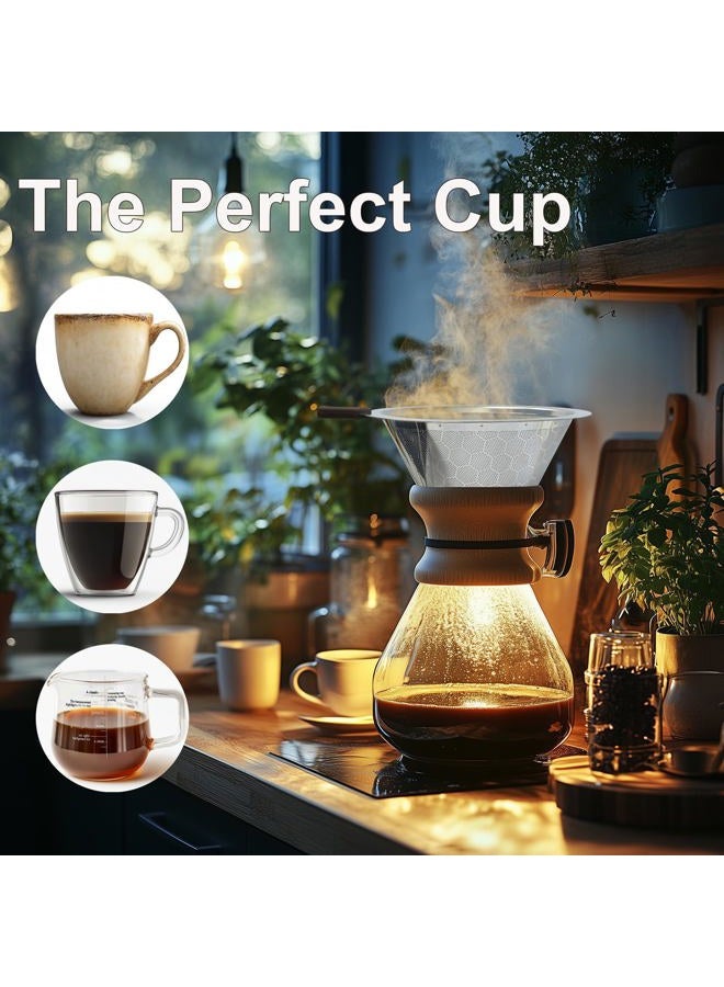 Techshare Pour Over Coffee Dripper, Coffee Filters with 800 Mesh Steel Mesh Optimize Extraction For Rich Coffee Flavor, Stainless Steel Filter, Paperless Pour-over Coffee Maker - Image 4