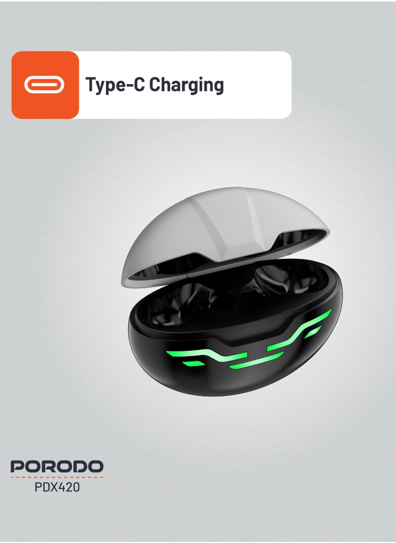 porodo - Gaming Earbuds Ultra Low Latency with Dual Mic ENC and RGB Lights / Game Music & calls / Smart Touch Controls - Black - Image 1