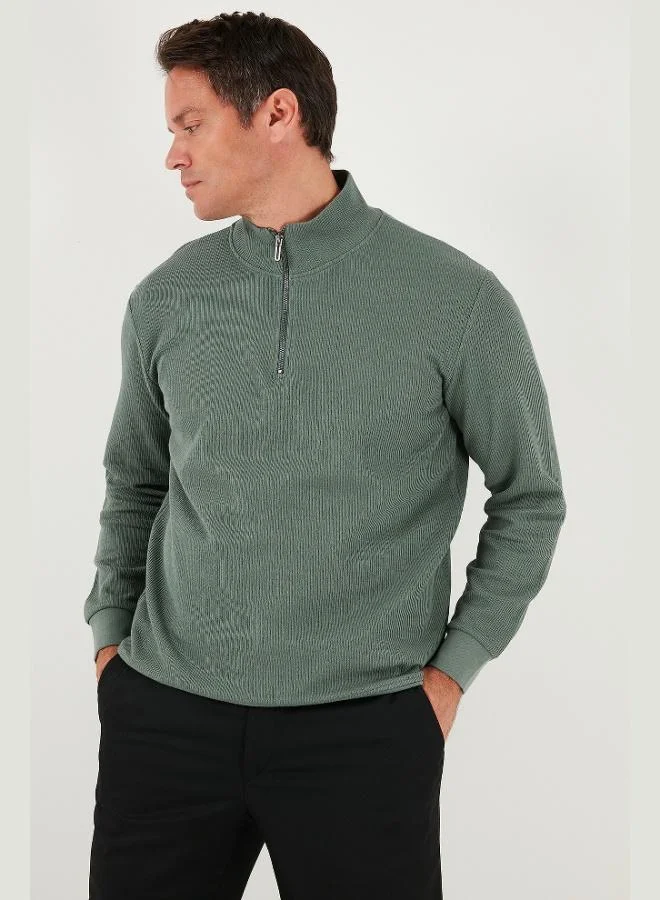 Buratti  Buratti Cotton Regular Fit Half-Zip Stand-Up Collar Sweatshirt Men's SWEAT 5905716 for Men | Best Price UAE