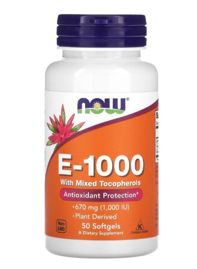Foods E‑1000 with Mixed Tocopherols 50 Softgels