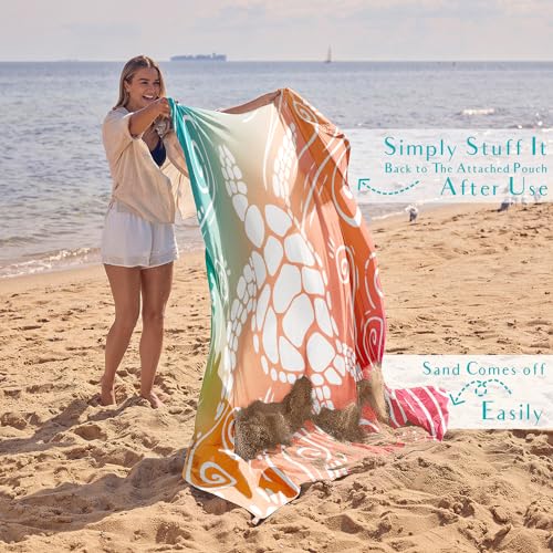 WEKAPO Beach Blanket Waterproof Sandproof Oversized Extra Large Sand Free Beach Mat with Stakes, Storage Bag - Essentials for Outdoor Beach, Picnic (Sea Turtle, 11 X 9 FT (1~10 Person)) - Image 5
