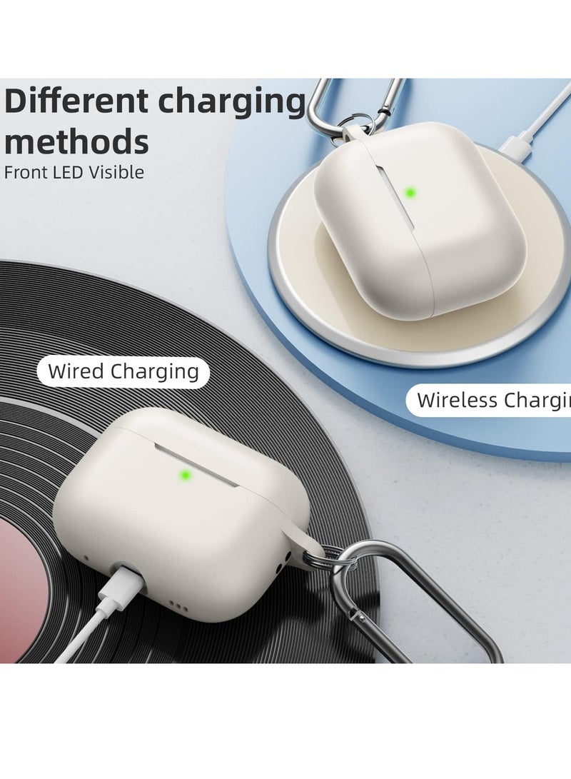 AirPods Pro 2 Case Cover for Women and Men, Soft Silicone Protective Case for Airpods Pro 2 Generation 2023 2022 and AirPods Pro 1st 2019 with Keychain Front LED Visible White  - Image 5