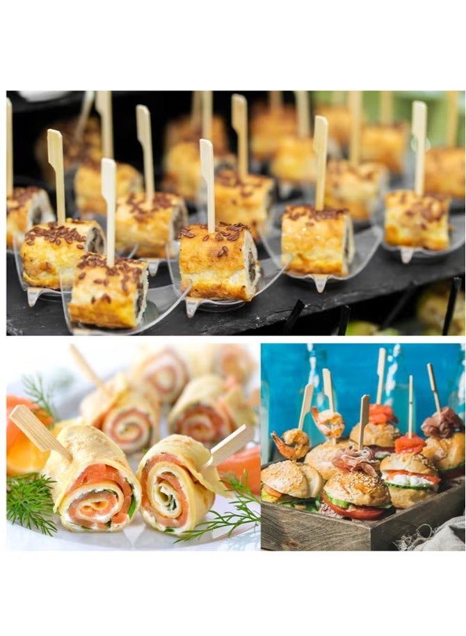 100 PCS Bamboo Skewers for Appetizers, 12cm Toothpicks, Picks for Drinks, Fruit Kababs, Sausage, Barbecue Snacks, Natural Wooden Paddle Skewer Mini Food Sticks, Charcuterie Accessories (Beige) - Image 3