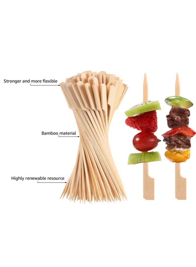 100 PCS Bamboo Skewers for Appetizers, 12cm Toothpicks, Picks for Drinks, Fruit Kababs, Sausage, Barbecue Snacks, Natural Wooden Paddle Skewer Mini Food Sticks, Charcuterie Accessories (Beige) - Image 2