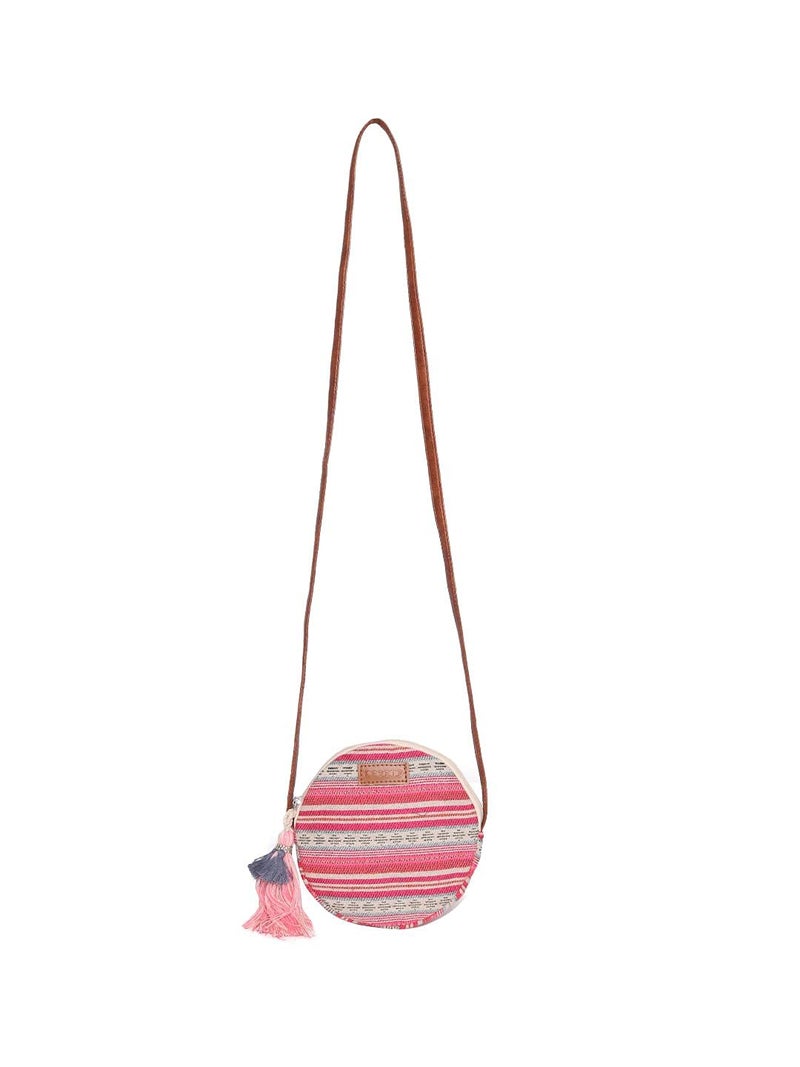 ASTRID Round Textured Sling Bag For Girls (Pretty Pink) - Image 5