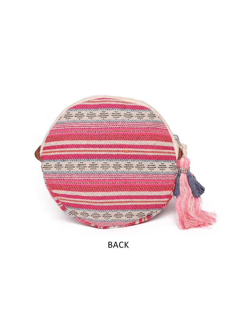 ASTRID Round Textured Sling Bag For Girls (Pretty Pink) - Image 2