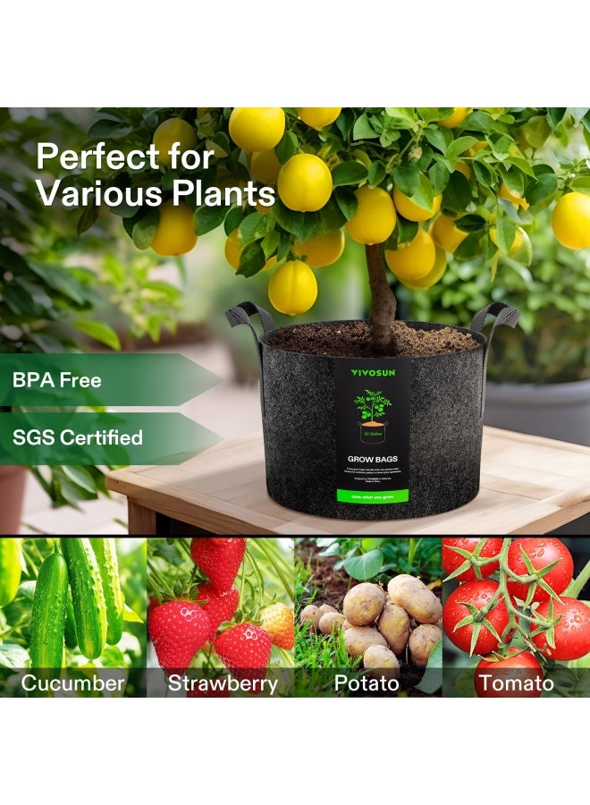 VIVOSUN 5 عبوات أكياس زراعة سعة 30 جالون مصنوعة من قماش غير منسوج ثقيل مع مقابض - Image 2