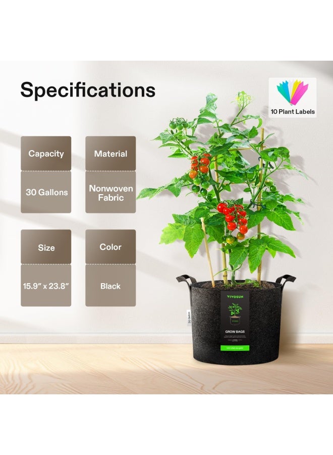 VIVOSUN 5 عبوات أكياس زراعة سعة 30 جالون مصنوعة من قماش غير منسوج ثقيل مع مقابض - Image 3