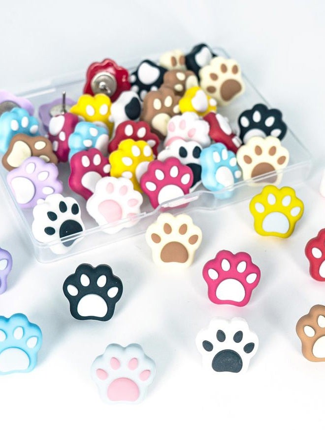 Tandarui 30Pcs Push Pins for Bulletin Board,Cat Push pins,Decorative Thumb Tacks,Animal Dog Cute Pins for Women Office Decor,Classroom,Home Decor (30-Cat Paw) - Image 1