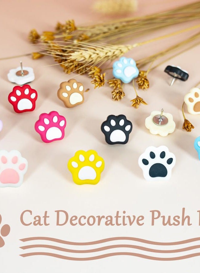 Tandarui 30Pcs Push Pins for Bulletin Board,Cat Push pins,Decorative Thumb Tacks,Animal Dog Cute Pins for Women Office Decor,Classroom,Home Decor (30-Cat Paw) - Image 2
