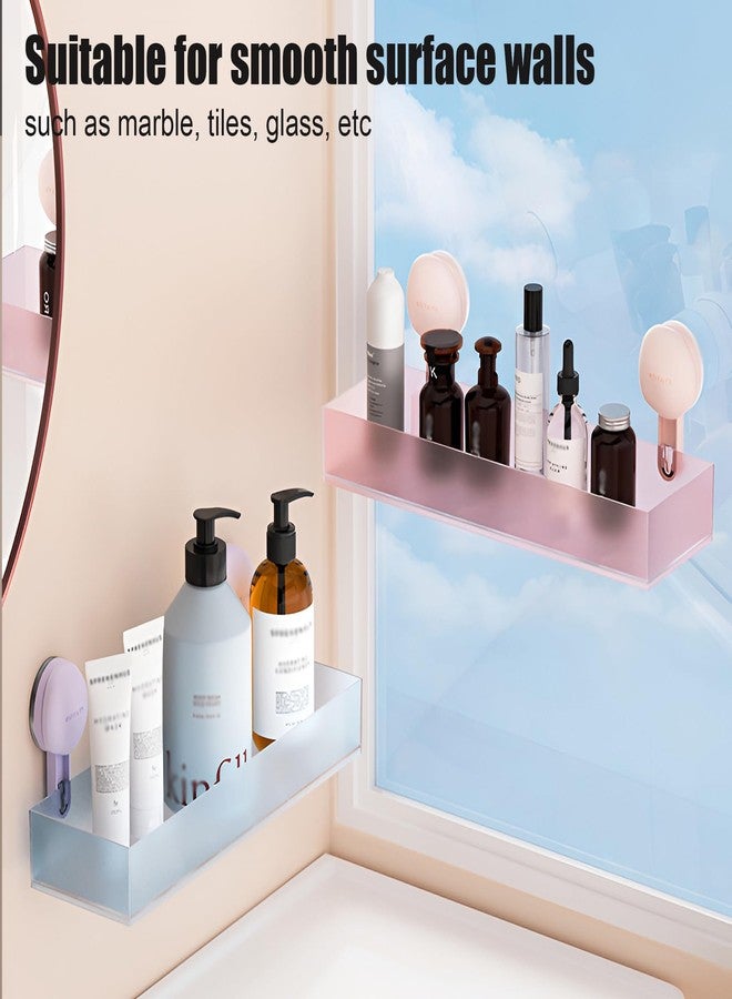 LamChyar Bathroom Suction Cup Storage Holder, Shower No Drill Shelf, Suction Cup Wall Mounted Bathroom Shelves Macaroon Color, Bathroom Shower Organizer (Pink) - Image 5