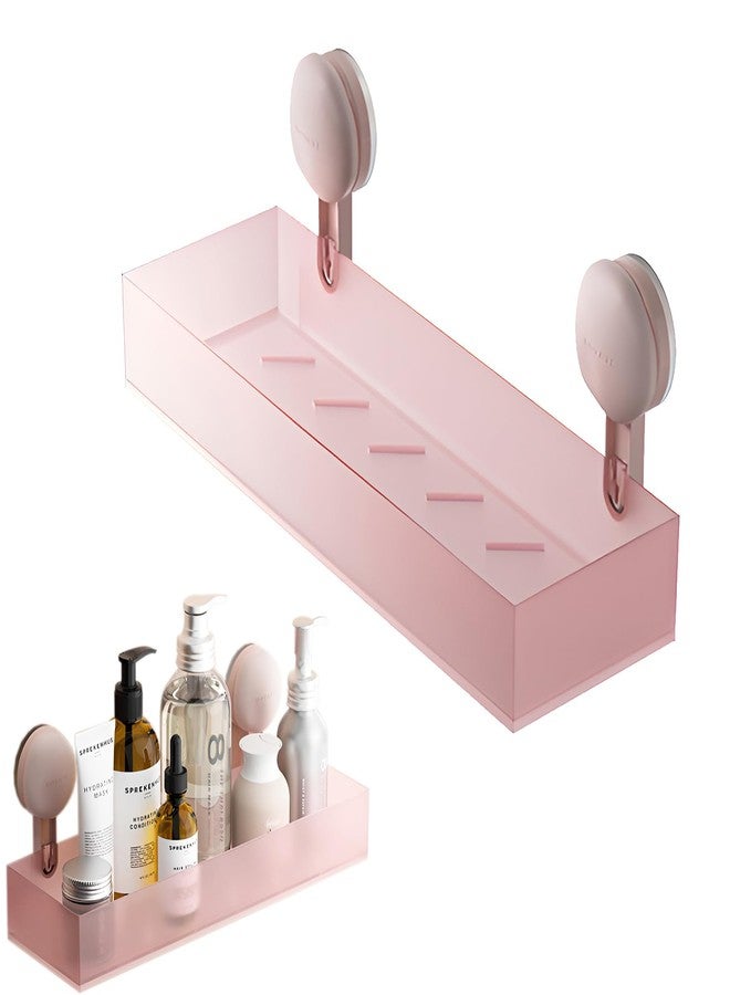 LamChyar Bathroom Suction Cup Storage Holder, Shower No Drill Shelf, Suction Cup Wall Mounted Bathroom Shelves Macaroon Color, Bathroom Shower Organizer (Pink) - Image 1