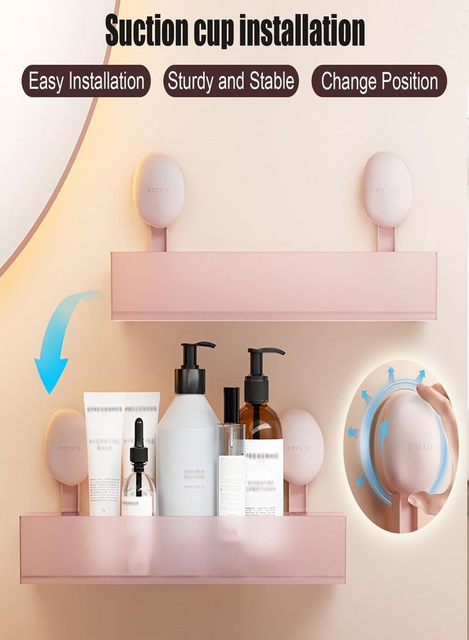 LamChyar Bathroom Suction Cup Storage Holder, Shower No Drill Shelf, Suction Cup Wall Mounted Bathroom Shelves Macaroon Color, Bathroom Shower Organizer (Pink) - Image 4