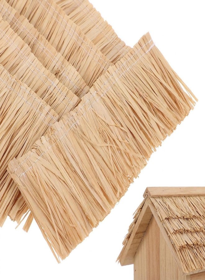Hemoton 6 Pcs Miniature Thatch Roof, Natural Realistic Fake Straw Hay for Crafts, Dollhouse Roofing, Fairy Garden Grass Roll, Mini Tiki Hut Table Decoration, 7.9x2 Inch - Image 1