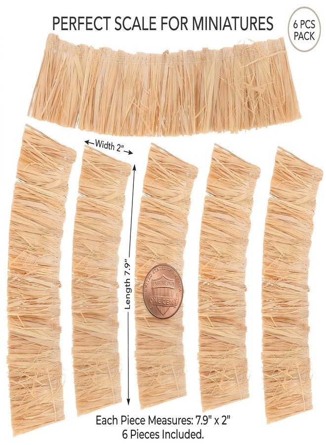 Hemoton 6 Pcs Miniature Thatch Roof, Natural Realistic Fake Straw Hay for Crafts, Dollhouse Roofing, Fairy Garden Grass Roll, Mini Tiki Hut Table Decoration, 7.9x2 Inch - Image 2