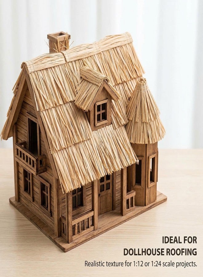 Hemoton 6 Pcs Miniature Thatch Roof, Natural Realistic Fake Straw Hay for Crafts, Dollhouse Roofing, Fairy Garden Grass Roll, Mini Tiki Hut Table Decoration, 7.9x2 Inch - Image 3
