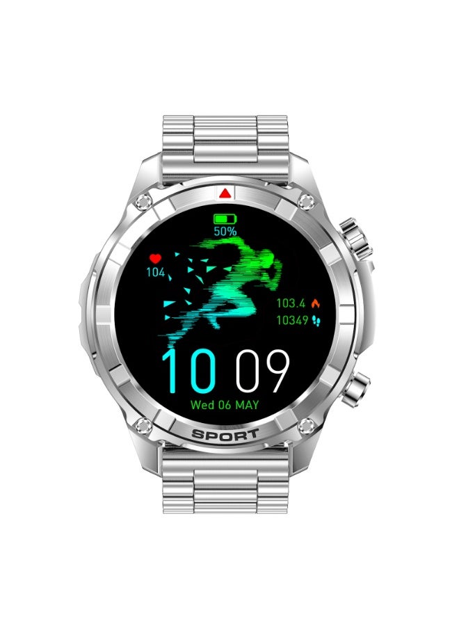 Xcell Xcell Elite6 Smartwatch, 1.52" HD Display, Bluetooth Calling, Wireless Charging, Flashlight, Heart-Rate/BP/SpO₂ Monitor, Multi Language, IP67, 7 Days Battery, iOS/Android Compatible - Silver Frame with Metal Strap  - Image 3