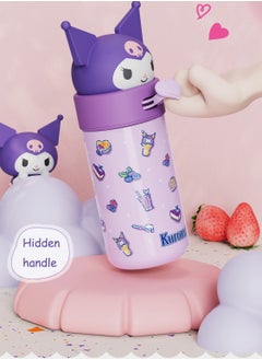 VUCATIN Cute Water Bottle Cartoon Thermos Water Bottle Cute Insulated Water Bottle Stainless Steel Water Cup for Hot or Cold Drinks Adorable Travel Mug School Boys Girls 350ML/12.3oz (Purple)  - Image 2