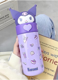 VUCATIN Cute Water Bottle Cartoon Thermos Water Bottle Cute Insulated Water Bottle Stainless Steel Water Cup for Hot or Cold Drinks Adorable Travel Mug School Boys Girls 350ML/12.3oz (Purple)  - Image 3