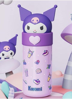 VUCATIN Cute Water Bottle Cartoon Thermos Water Bottle Cute Insulated Water Bottle Stainless Steel Water Cup for Hot or Cold Drinks Adorable Travel Mug School Boys Girls 350ML/12.3oz (Purple)  - Image 5