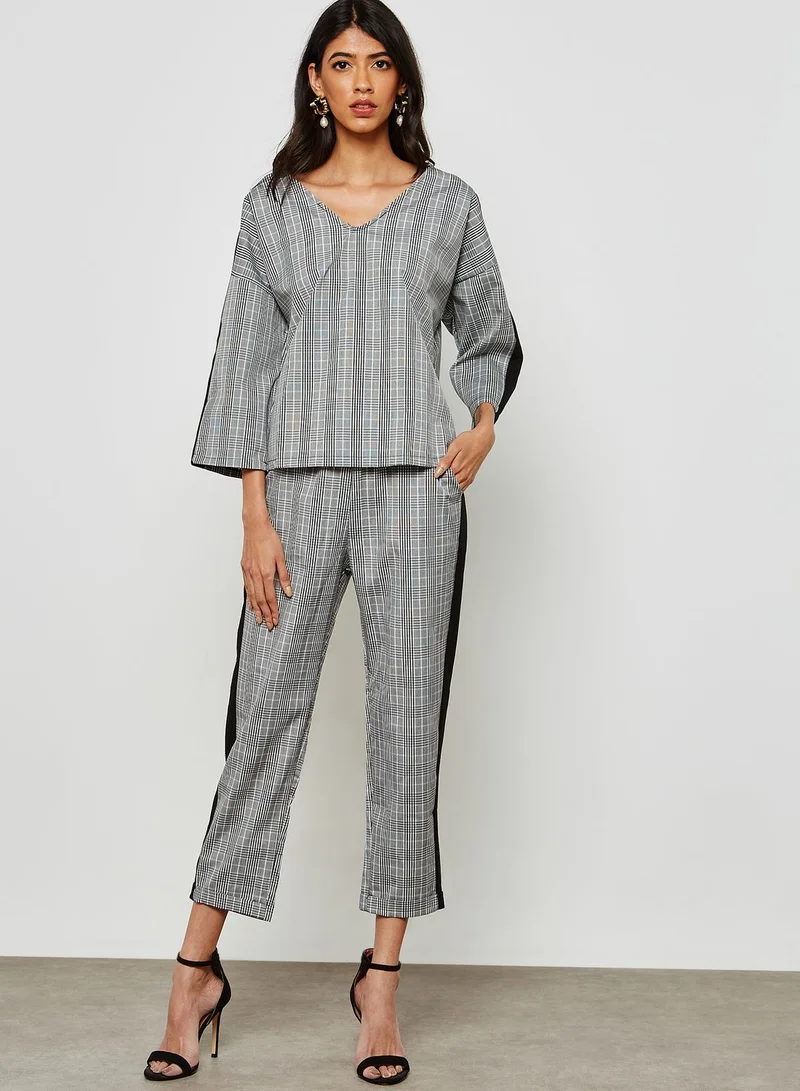 ELLA Checked Side Paneled Panst Set
