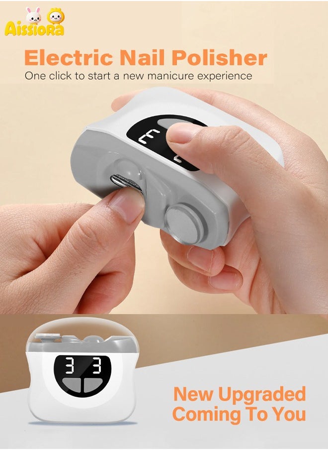 Aissiora 2-in-1 electric nail clippers Baby nail clippers Electric polished nail clippers Automatic nail grinder Electrically polished nail polisher 3 levels of adjustment USB charging  - Image 1