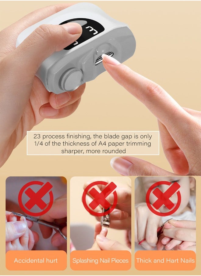 Aissiora 2-in-1 electric nail clippers Baby nail clippers Electric polished nail clippers Automatic nail grinder Electrically polished nail polisher 3 levels of adjustment USB charging  - Image 3