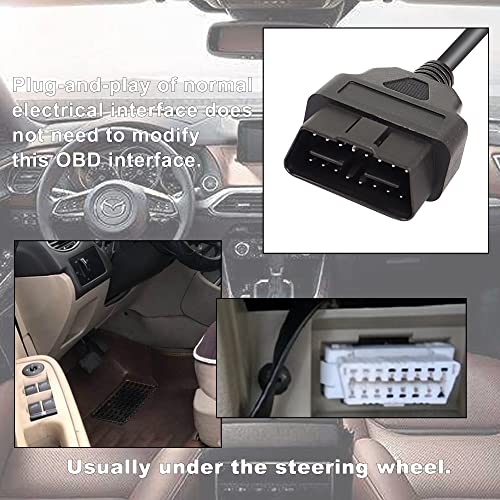 XMSJSIY محول OBD2 إلى مقبس ولاعة السجائر أنثوي 16 دبوس OBD2 ذكر لتمديد الطاقة للسيارة كابل 18AWG -0.5م/1.8قدم - Image 4