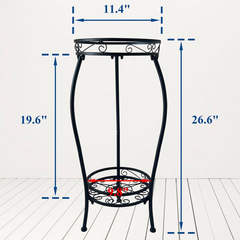 C CASIMR CASIMR 2 Tier Plant Stand Indoor Outdoor, 26.6" Tall Metal Potted Holder Rack Multiple Flower Pot Stand Heavy Duty Plant Shelf Rustproof Iron Plant Round Supports Rack - Image 3
