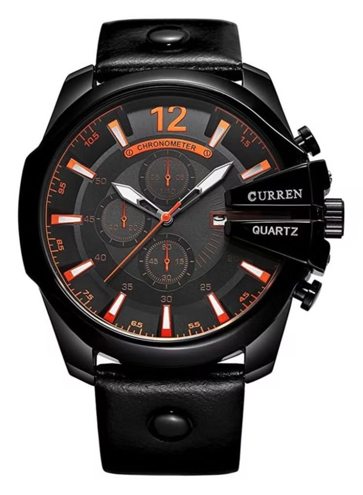 CURREN Men's Men Watches Luxury Gold Male Fashion Leather Strap Outdoor Casual Sport Wristwatch with Big Dial - Image 1