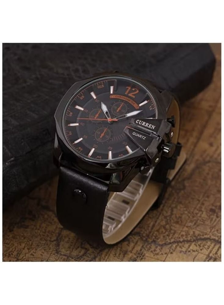 CURREN Men's Men Watches Luxury Gold Male Fashion Leather Strap Outdoor Casual Sport Wristwatch with Big Dial - Image 2