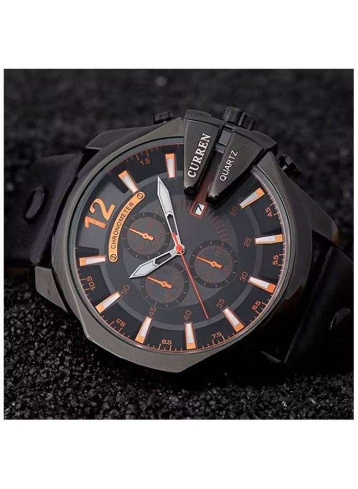 CURREN Men's Men Watches Luxury Gold Male Fashion Leather Strap Outdoor Casual Sport Wristwatch with Big Dial - Image 3